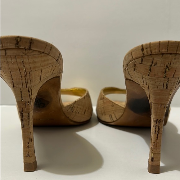 Manolo Blahnik Natural Cork Astuta Open Toe Slide Heels Size 39/8.5 - Picture 16 of 16